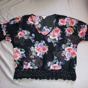 Sheer Flower & Lace Top